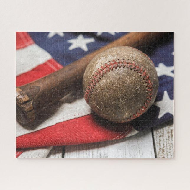 Puzzle Vintage Baseball and Bat (Horizontal)
