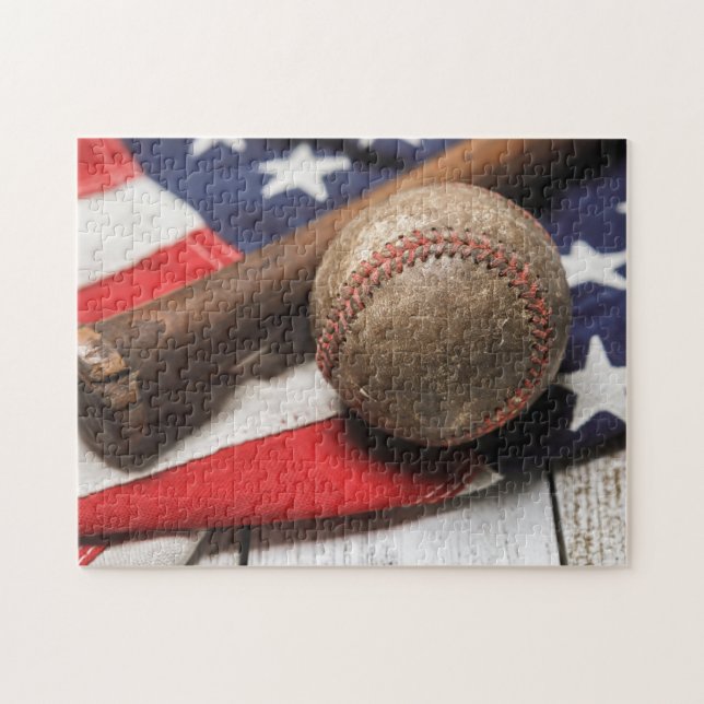Puzzle Vintage Baseball and Bat (Horizontal)