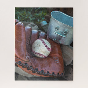 Puzzle Vintage Baseball Mit and Ball Baseball Glove Amer