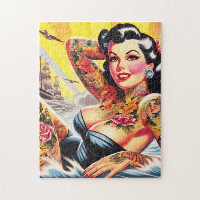 Puzzle Vintage Beach Tattoo Pinup (Vertical)