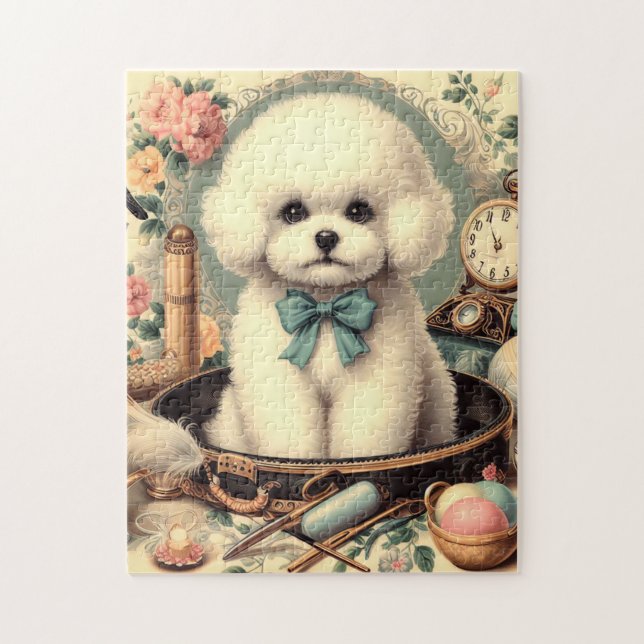 Puzzle Vintage Bichon Frisé Pintura (Vertical)