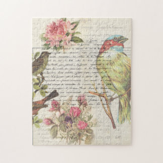 Puzzle Vintage Bird Decoupage Botanical