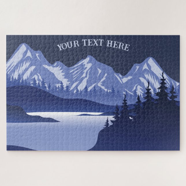 Puzzle Vintage Blue Mountain Lake Sunset (Horizontal)