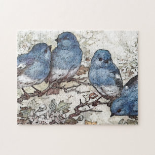 Puzzle Vintage bluebird ilustracion lindo pájaros natural