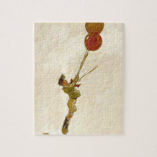 Puzzle Vintage Boy con globos rojos en una fiesta de cump