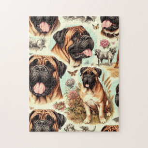 Puzzle Vintage Bullmastiff Seamless