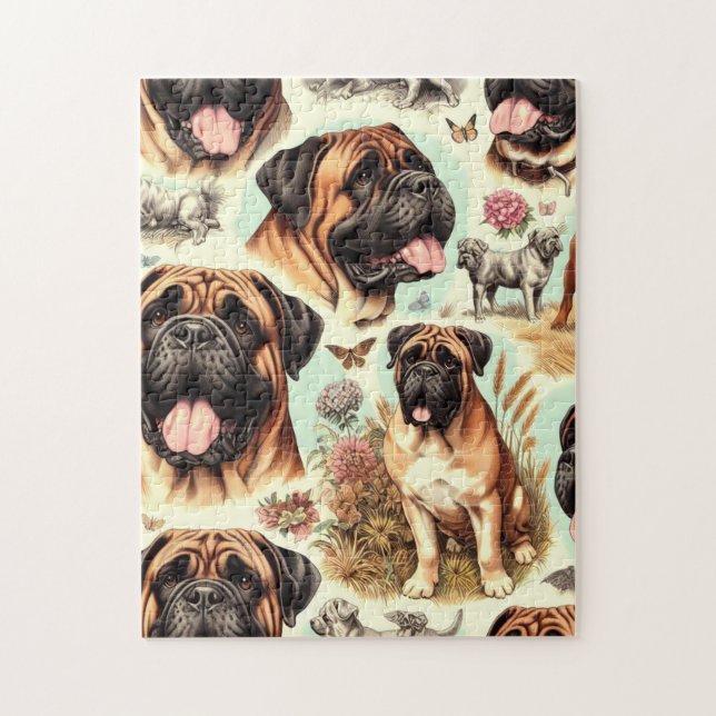 Puzzle Vintage Bullmastiff Seamless (Vertical)