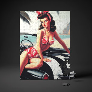 Puzzle Vintage Car Classic Pin Up