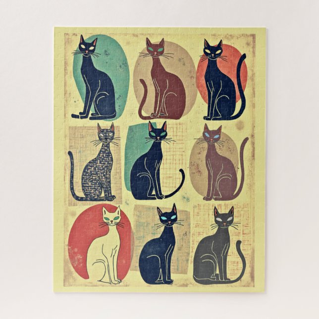 Puzzle Vintage Cats Modernos De Mediano Siglo (Vertical)