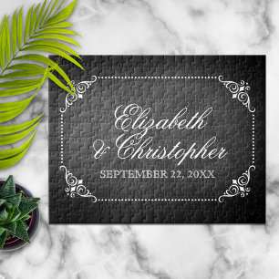Puzzle Vintage Chalkboard Boda personalizado fecha