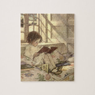 Puzzle Vintage Child Reading a Book, Jessie Willcox Smith