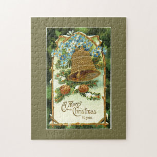 Puzzle Vintage Christmas Bell and Pinecones