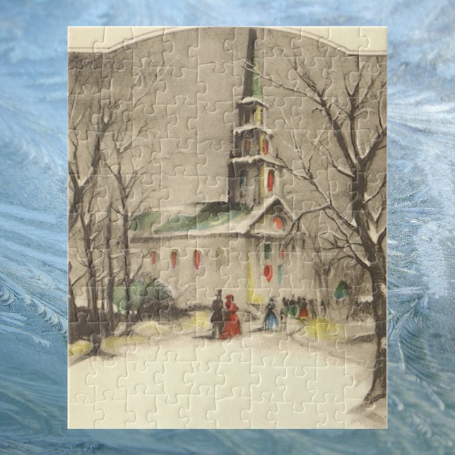 Puzzle Vintage Christmas, Church in Winowscape (Subido por el creador)