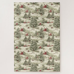 Puzzle Vintage Christmas Country Winter Sceneration