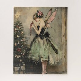 Puzzle Vintage Christmas Fairy Decorating Fir Tree