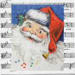 Puzzle Vintage Christmas, Jolly Santa Claus con música<br><div class="desc">Ilustracion de la Vintage. Imagen de feriado navideño con una alegre Santa Claus con una gran sonrisa o sonrisa. Está sonriendo, riendo y usando un sombrero de Papá Noel con algunas bayas. Su gorra rojo brillante tiene al final una campana que está tocando música y notas musicales flotando. ¡Saludos de...</div>