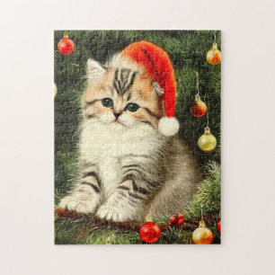 Puzzle Vintage Christmas Kitten