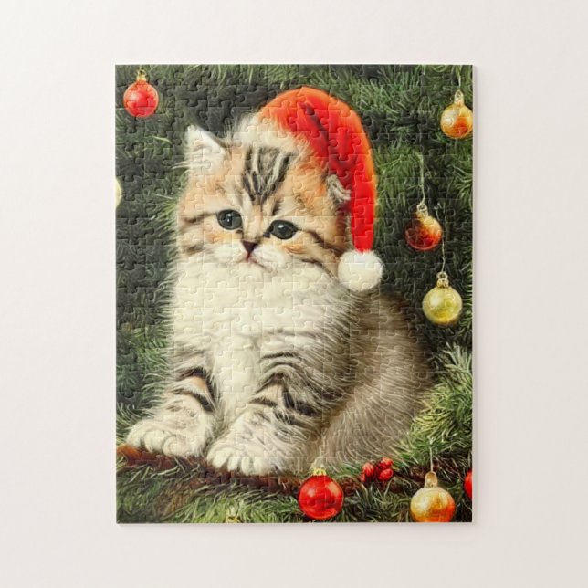 Puzzle Vintage Christmas Kitten (Vertical)