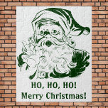 Puzzle Vintage Christmas, Retro Jolly Santa Claus, Green<br><div class="desc">Ilustracion de la Vintage. Imagen de feriado navideño con un alegre Santa Claus en verde. ¡Clásico kitsch retro de los años 50! ¡Ho Ho Ho Ho Ho! Creo que... </div>