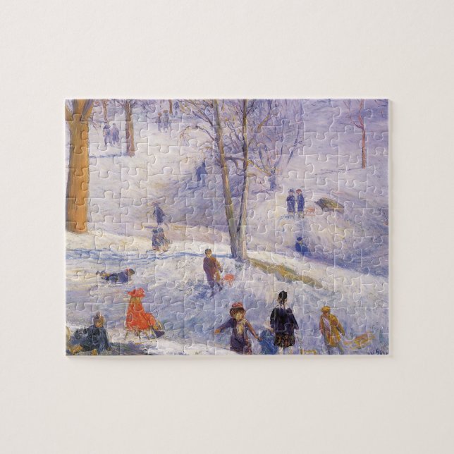 Puzzle Vintage Christmas, Sledding, Central Park Glackens (Horizontal)