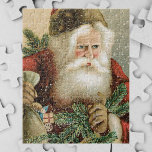 Puzzle Vintage Christmas, Victorian Santa Claus with Pine<br><div class="desc">Vintage illustration Christmas holiday design featuring a Victorian Santa Claus holding pine boughs and a sack full of Christmas toys.</div>