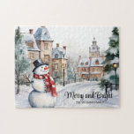 Puzzle Vintage Christmas Village Merry y Bright<br><div class="desc">Vintage Christmas Village Scene Merry and Bright jigsaw rompecabezas</div>