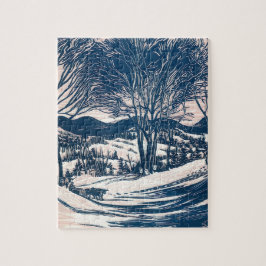 Puzzle Vintage Christmas, Winter Mountain Landscape