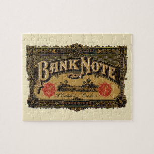 Puzzle Vintage Cigar Label Art, Bank Note Money Finance