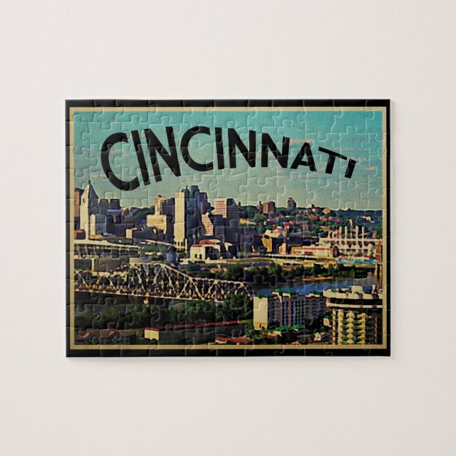 Puzzle Vintage Cincinnati Skyline (Horizontal)