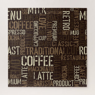 Puzzle Vintage Coffee Experience Seamless Pattern