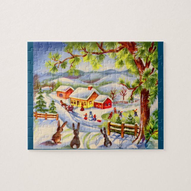 Puzzle Vintage connidos de Navidad mirando Navidades (Horizontal)