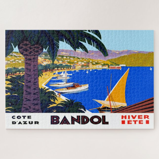 Puzzle Vintage Cote D'Azur Travel Ilustracion (Horizontal)