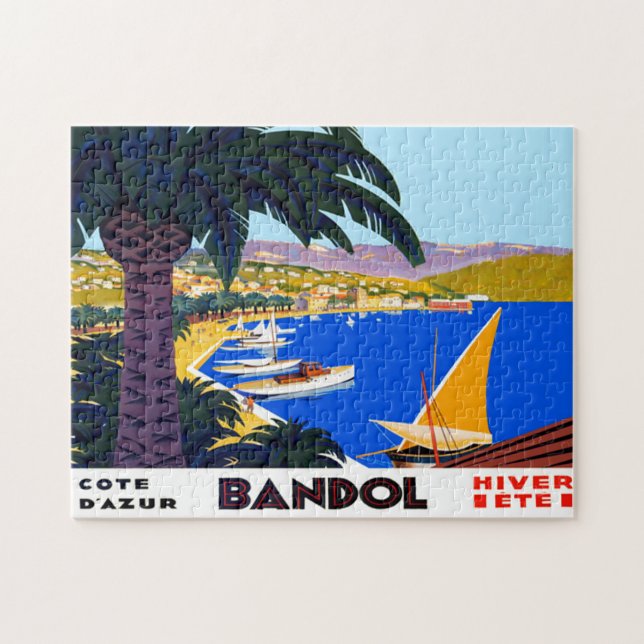 Puzzle Vintage Cote D'Azur Travel Ilustracion (Horizontal)