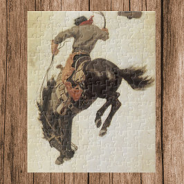 Puzzle Vintage Cowboy, Bronco Buster Study by NC Wyeth