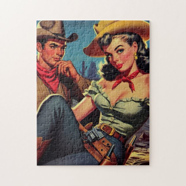 Puzzle Vintage Cowboy y Cowgirl (Vertical)