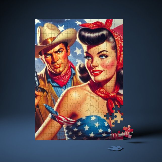 Puzzle Vintage Cowboy y Pin Up (Subido por el creador)