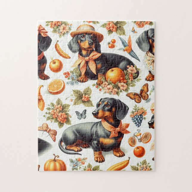 Puzzle Vintage Dachshund Seamless (Vertical)