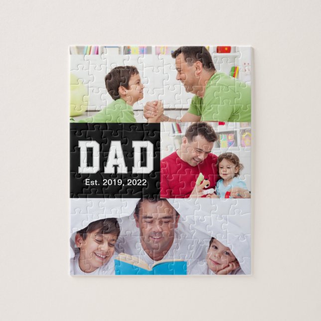 Puzzle Vintage Dad Established Gift Text 3 Photo  (Vertical)