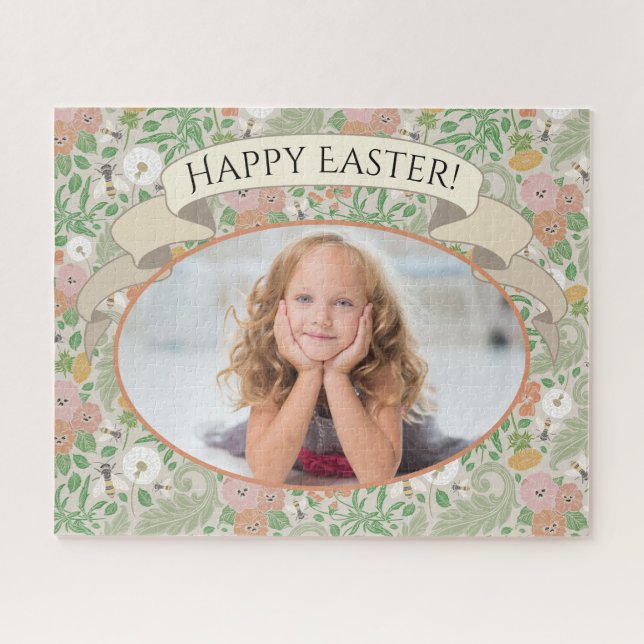 Puzzle Vintage Dandelion Pansies abejas ocupadas foto pri (Horizontal)