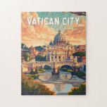 Puzzle Vintage de la Ciudad del Vaticano<br><div class="desc">Diseño de viaje vectorial retro de la Ciudad del Vaticano. La Ciudad del Vaticano,  una ciudad-estado rodeada por Roma,  Italia,  es la sede de la Iglesia Católica Romana. Es el hogar del Papa y un tesoro de arte icónico y arquitectura.</div>