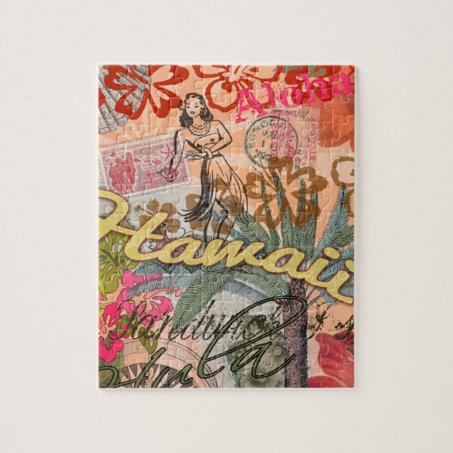 Puzzle Vintage de la flor hawaiana hula (Vertical)