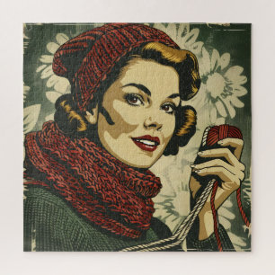 Puzzle Vintage de la mujer y el yarn