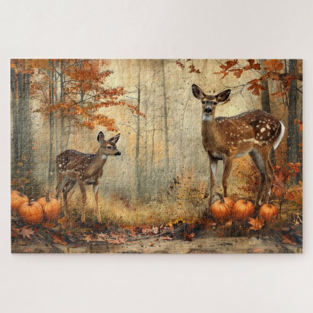 Puzzle Vintage Deer and Fawn otoño Foliage 20x30 (Horizontal)