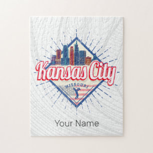 Puzzle Vintage del Skyline de los Estados Unidos de Kansa