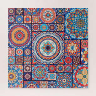 Puzzle Vintage dibujado a mano: elementos decorativos isl
