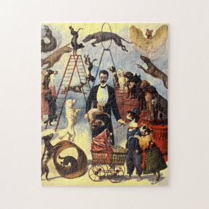 Puzzle Vintage Dogs Circus Ilustracion Arte Antiguo