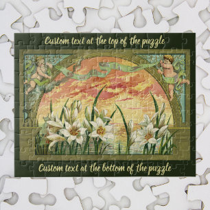 Puzzle Vintage Easter Lilies Sunrise y Victorian Angels