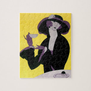 Puzzle Vintage Elegant Woman Drinking Afternoon Tea Party