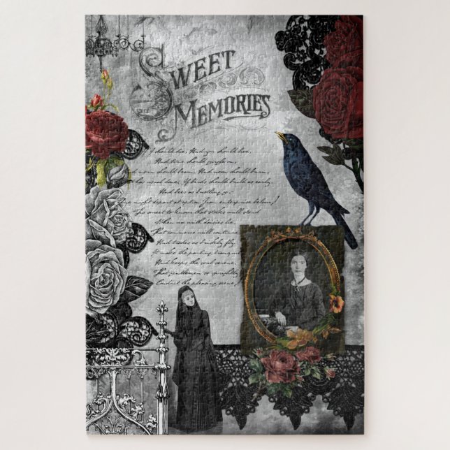 Puzzle Vintage Ephemera de viudas góticas de Halloween (Vertical)