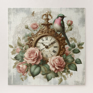 Puzzle Vintage estilo francés shabby chic Rosas de reloj 
